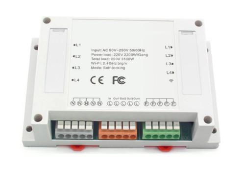 4 Kanal WLAN-Schalter für 35mm DIN-Schiene (Hutschiene) mit Datenschutz